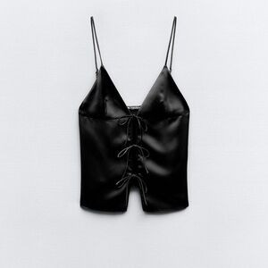 Zara Satin Tie Top NWT